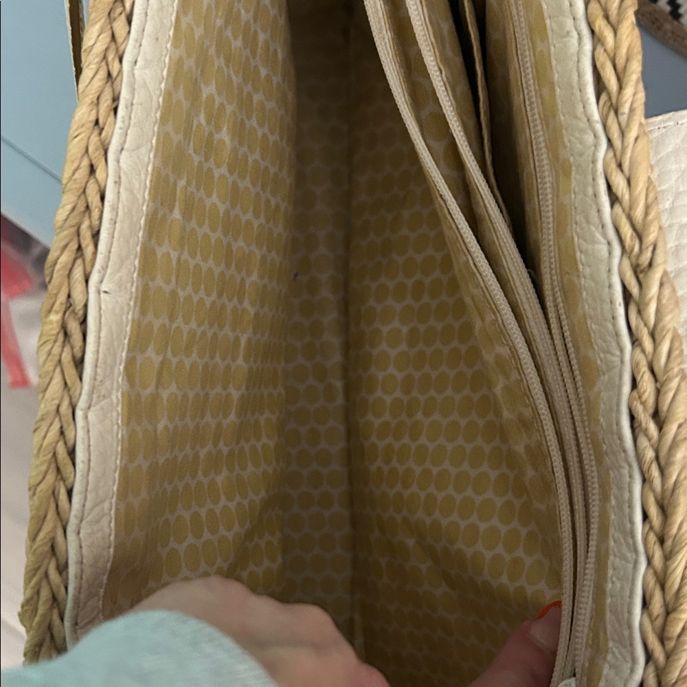 Brighton Cream and Tan Woven Tote - Picture 13 of 16